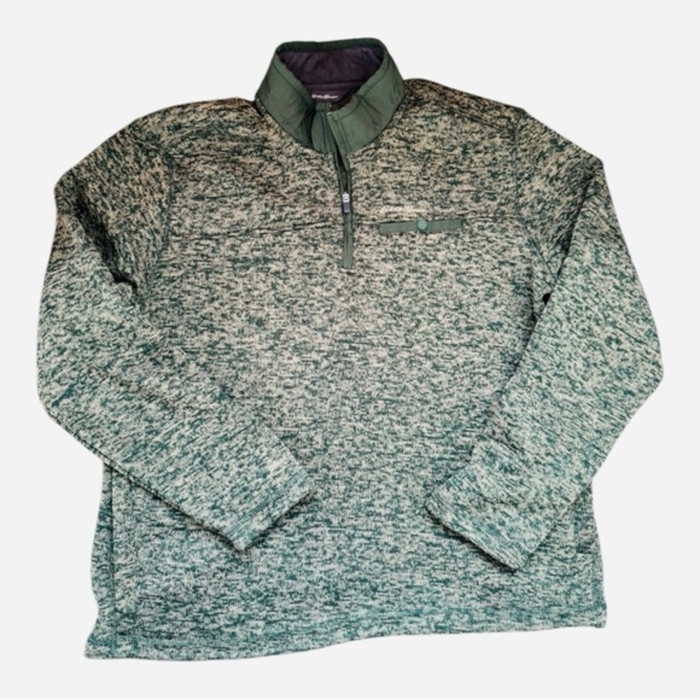 Eddie Bauer Pullover Sweater Long Sleeve Fleece Mens Size XLarge Green